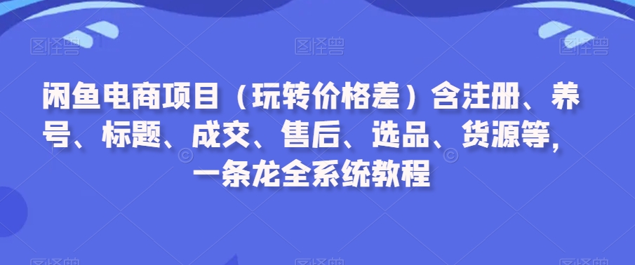 闲鱼电商项目（玩转价格差）含注册、养号、标题、成交、售后、选品、货源等，一条龙全系统教程-千木学社