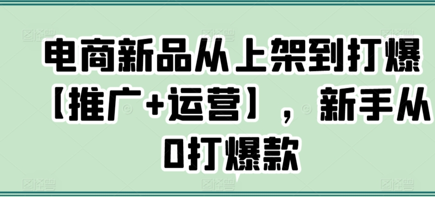 电商新品从上架到打爆【推广+运营】，新手从0打爆款-千木学社