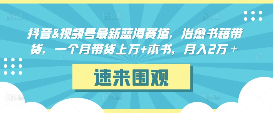 抖音&视频号最新蓝海赛道，治愈书籍带货，一个月带货上万+本书，月入2万＋【揭秘】-千木学社