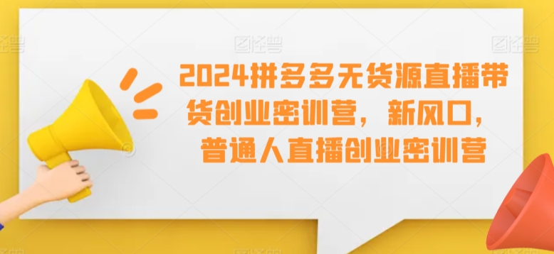 2024拼多多无货源直播带货创业密训营，新风口，普通人直播创业密训营-千木学社