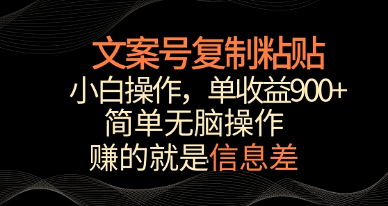 文案号掘金，简单复制粘贴，小白操作，单作品收益900+【揭秘】-千木学社