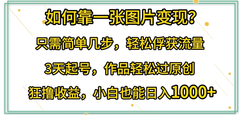 如何靠一张图片变现?只需简单几步，轻松俘获流量，3天起号，作品轻松过原创【揭秘】-千木学社