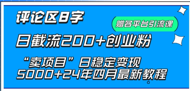 抖音评论区8字日截流200+创业粉 “卖项目”日稳定变现5000+【揭秘】-千木学社