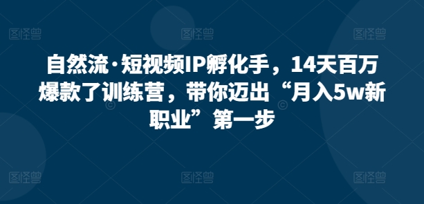 自然流·短视频IP孵化手，14天百万爆款了训练营，带你迈出“月入5w新职业”第一步-千木学社