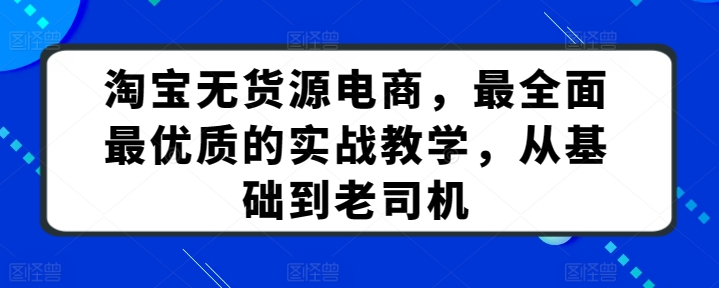 淘宝无货源电商，最全面最优质的实战教学，从基础到老司机-千木学社