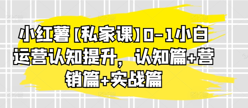 小红薯【私家课】0-1小白运营认知提升，认知篇+营销篇+实战篇-千木学社