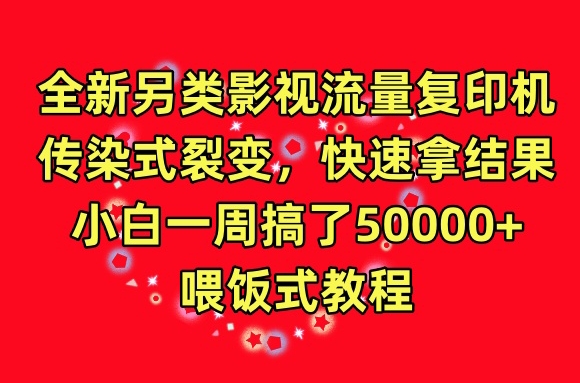 全新另类影视流量复印机，传染式裂变，快速拿结果，小白一周搞了50000+，喂饭式教程【揭秘】-千木学社