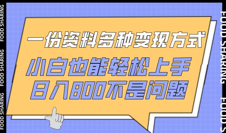 一份资料多种变现方式，小白也能轻松上手，日入800不是问题【揭秘】-千木学社