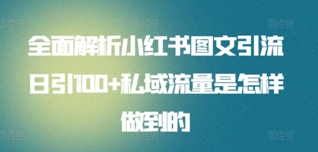 全面解析小红书图文引流日引100+私域流量是怎样做到的【揭秘】-千木学社