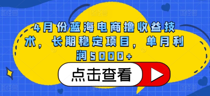 4月份蓝海电商撸收益技术，长期稳定项目，单月利润5000+【揭秘】-千木学社