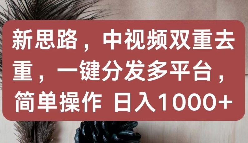 新思路，中视频双重去重，一键分发多平台，简单操作，日入1000+【揭秘】-千木学社