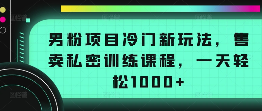 男粉项目冷门新玩法，售卖私密训练课程，一天轻松1000+【揭秘】-千木学社