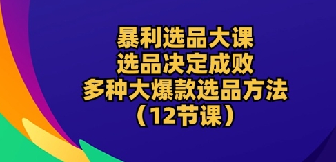 暴利选品大课：选品决定成败，教你多种大爆款选品方法(12节课)-千木学社