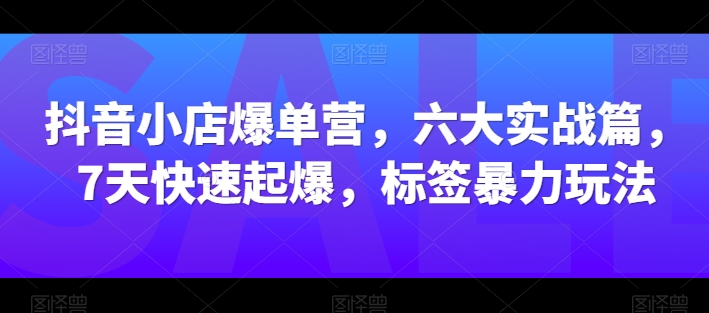 抖音小店爆单营，六大实战篇，7天快速起爆，标签暴力玩法-千木学社