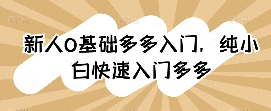 新人0基础多多入门，​纯小白快速入门多多-千木学社