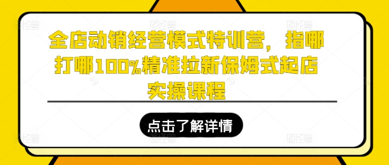 全店动销经营模式特训营，指哪打哪100%精准拉新保姆式起店实操课程-千木学社