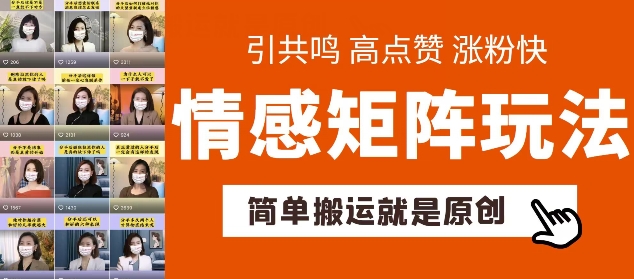 简单搬运，情感矩阵玩法，涨粉速度快，可带货，可起号【揭秘】-千木学社