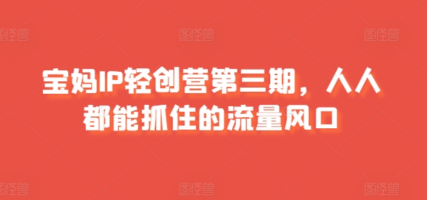 宝妈IP轻创营第三期，人人都能抓住的流量风口-千木学社