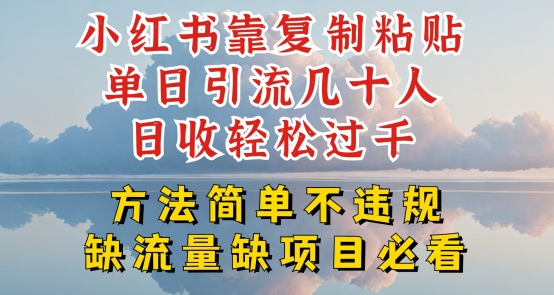 小红书靠复制粘贴单日引流几十人目收轻松过千，方法简单不违规【揭秘】-千木学社