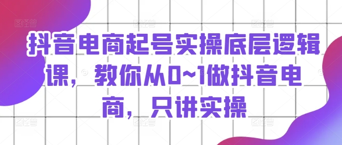 抖音电商起号实操底层逻辑课，教你从0~1做抖音电商，只讲实操-千木学社