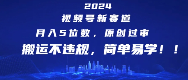 2024视频号新赛道，月入5位数+，原创过审，搬运不违规，简单易学【揭秘】-千木学社