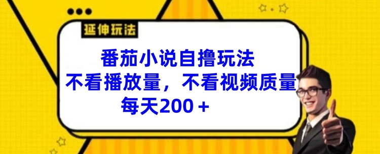 番茄小说自撸玩法，不看播放量，不看视频质量，每天200+【揭秘】-千木学社