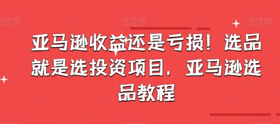 亚马逊收益还是亏损！选品就是选投资项目，亚马逊选品教程-千木学社