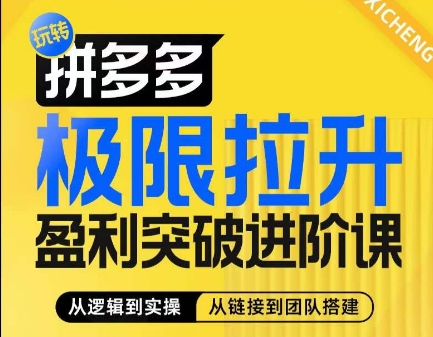 拼多多极限拉升盈利突破进阶课，​从算法到玩法，从玩法到团队搭建，体系化系统性帮助商家实现利润提升-千木学社