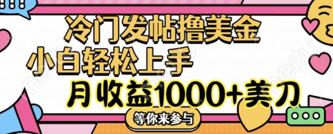 冷门发帖撸美金项目，月收益1000+美金，简单无脑，干就完了【揭秘】-千木学社