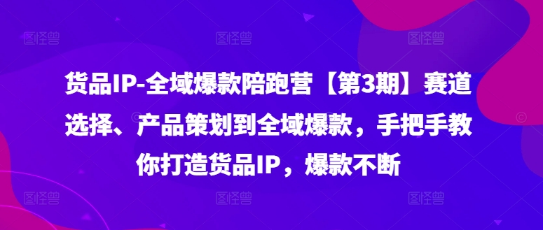 货品IP全域爆款陪跑营【第3期】赛道选择、产品策划到全域爆款，手把手教你打造货品IP，爆款不断-千木学社