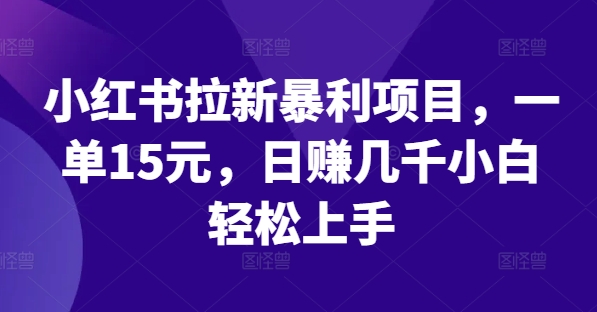 小红书拉新暴利项目，一单15元，日赚几千小白轻松上手【揭秘】-千木学社