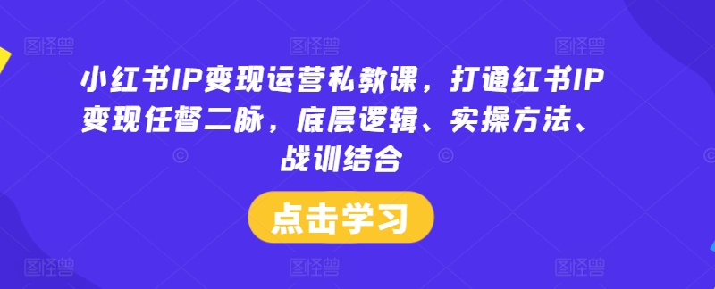 小红书IP变现运营私教课，打通红书IP变现任督二脉，底层逻辑、实操方法、战训结合-千木学社