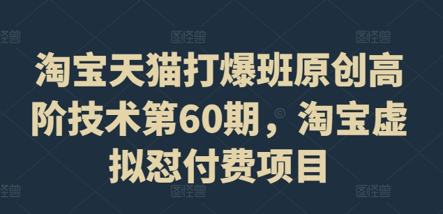 淘宝天猫打爆班原创高阶技术第60期，淘宝虚拟怼付费项目-千木学社