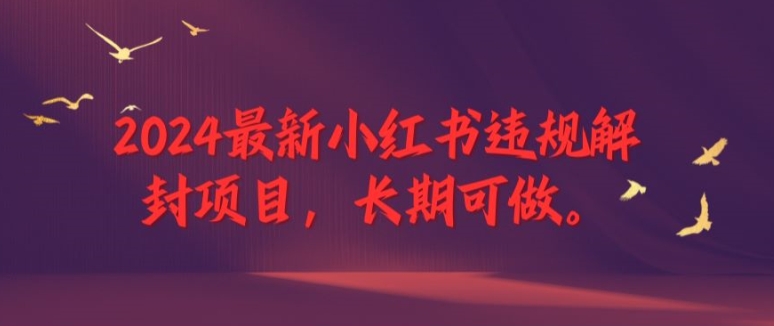 2024最新小红书违规解封项目，长期可做，一个可以做到退休的项目【揭秘】-千木学社