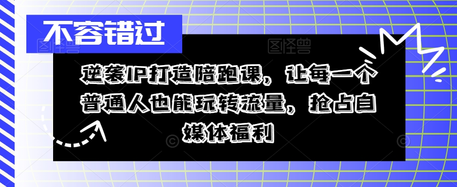 逆袭IP打造陪跑课，让每一个普通人也能玩转流量，抢占自媒体福利-千木学社