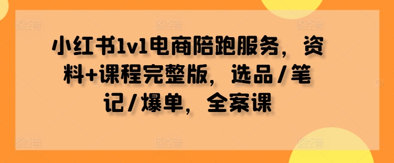 小红书1v1电商陪跑服务，资料+课程完整版，选品/笔记/爆单，全案课-千木学社