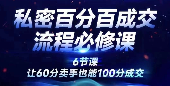 私密百分百成交流程线上训练营，绝对成交，让60分卖手也能100分成交-千木学社