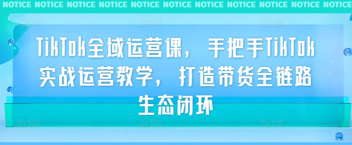 TikTok全域运营课，手把手TikTok实战运营教学，打造带货全链路生态闭环-千木学社