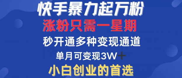 快手暴力起万粉，涨粉只需一星期，多种变现模式，直接秒开万合，单月变现过W【揭秘】-千木学社