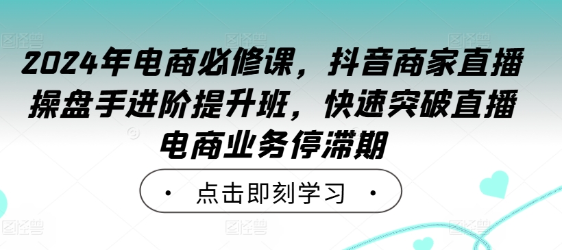 2024年电商必修课，抖音商家直播操盘手进阶提升班，快速突破直播电商业务停滞期-千木学社