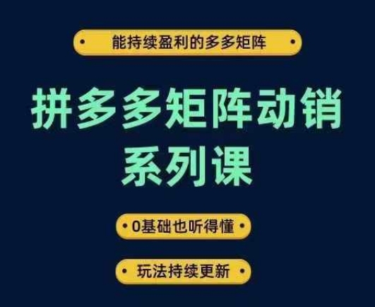 拼多多矩阵动销系列课，能持续盈利的多多矩阵，0基础也听得懂，玩法持续更新-千木学社