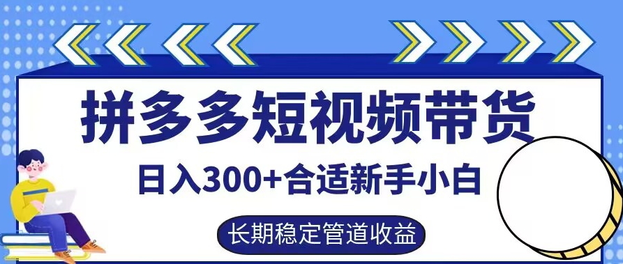 拼多多短视频带货日入300+有长期稳定被动收益，合适新手小白【揭秘】-千木学社