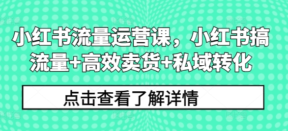 小红书流量运营课，小红书搞流量+高效卖货+私域转化-千木学社