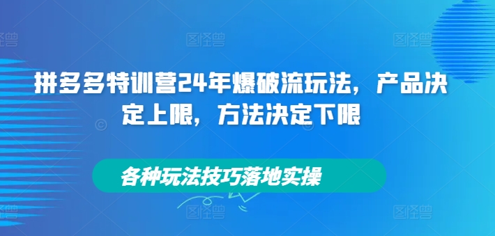 拼多多特训营24年爆破流玩法，产品决定上限，方法决定下限，各种玩法技巧落地实操-千木学社