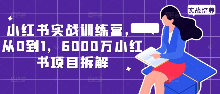 小红书实战训练营，从0到1，6000万小红书项目拆解-千木学社