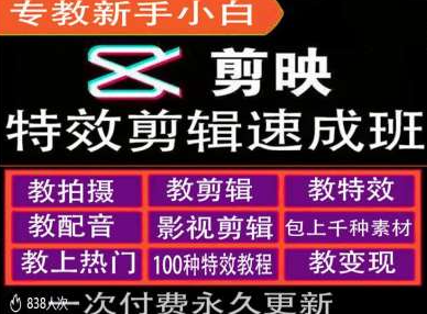 剪映特效教程和运营变现教程，特效剪辑速成班，专教新手小白-千木学社