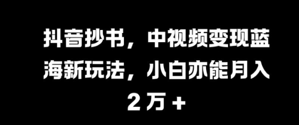 抖音抄书，中视频变现蓝海新玩法，小白亦能月入 过W【揭秘】-千木学社