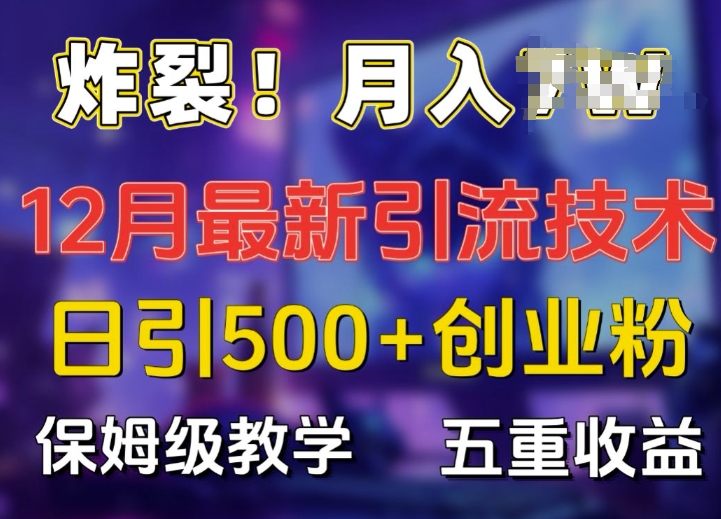 炸裂!揭秘12月最新日引流500+精准创业粉，多重收益保姆级教学-千木学社